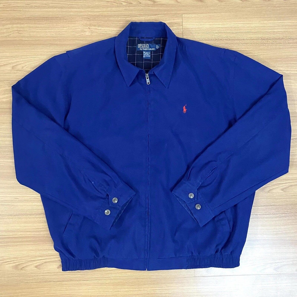 Polo Ralph Lauren Jacket Full Zip Biswing Logo Windbreaker Size Large Blue